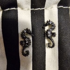 Black Seahorse Earrings